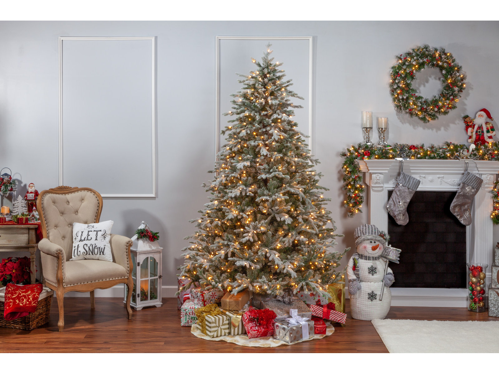 Lighted Artificial Fir Christmas Tree, 90" H x 63" W x 63" D
