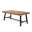  Rectangular Acacia Wood Coffee Table with Slatted Top and Metal Legs for Outdoor Patio, Natural