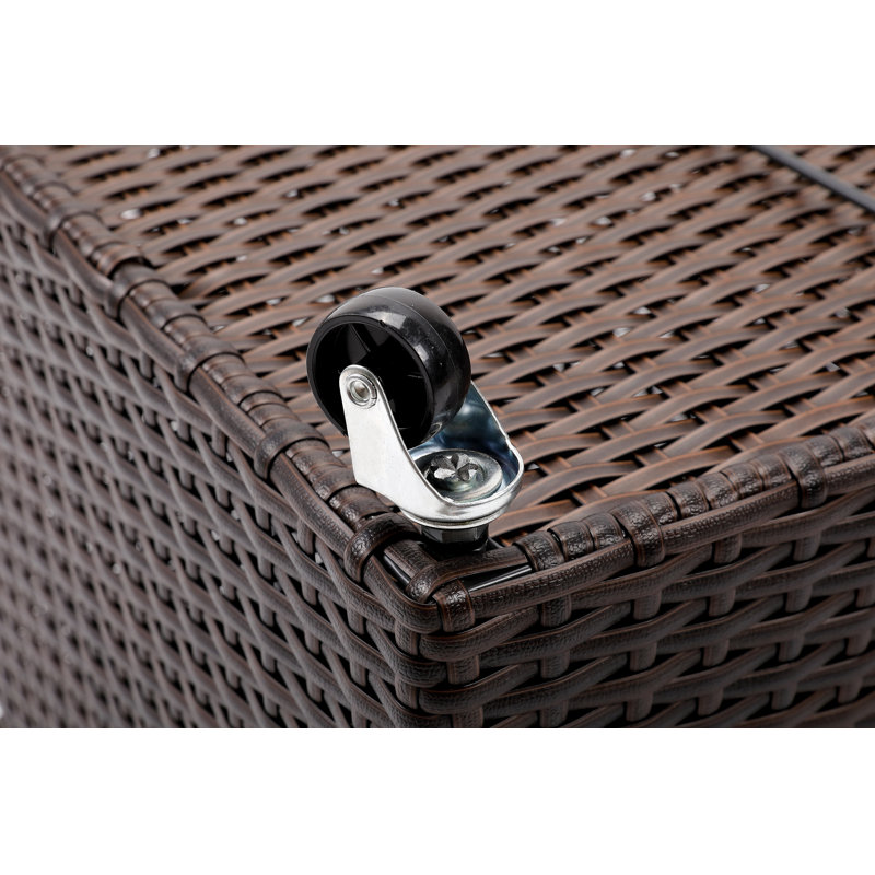 Espresso Wicker Rolling File Box with Bamboo Lid