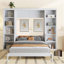 Lit escamotable double avec bureau et bibliothèque, blanc-1817246979