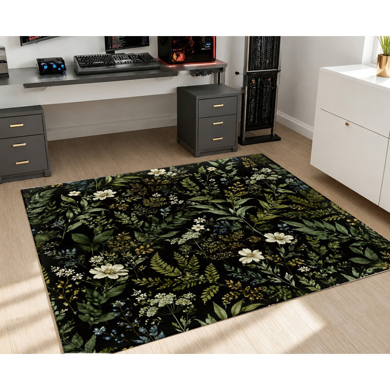 Tapis floral Botanical Daisy Meadow, Rectangle 5 pi 3 po x 3 pi 3 po (160 x 100 cm)