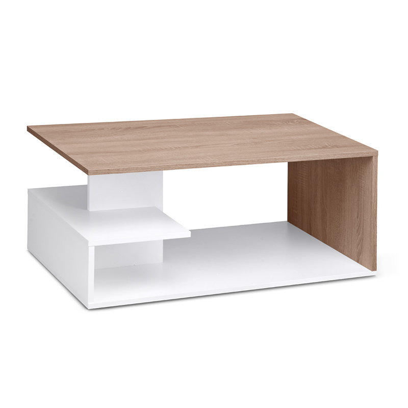 Messinger Floor Shelf Coffee Table, White/Sonoma oak