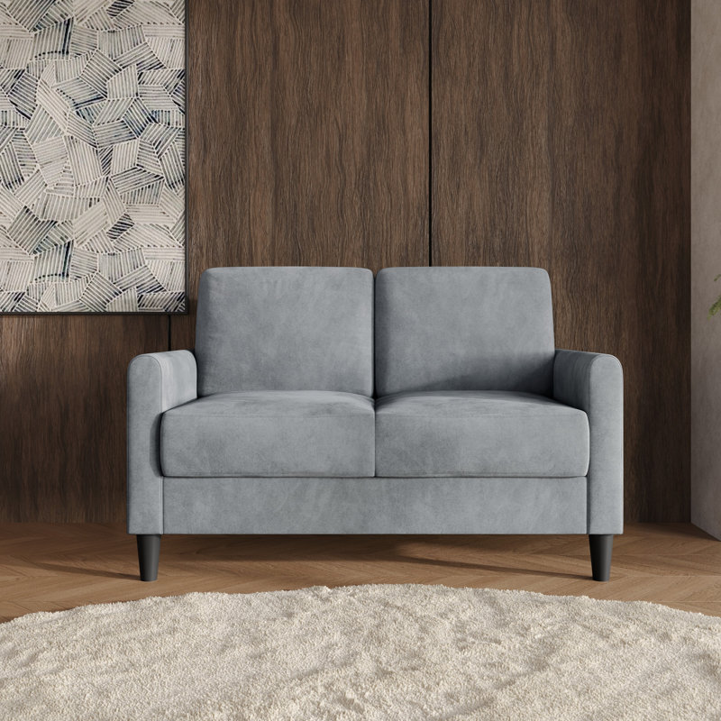 Serpa Velvet Arm Loveseat, Gray