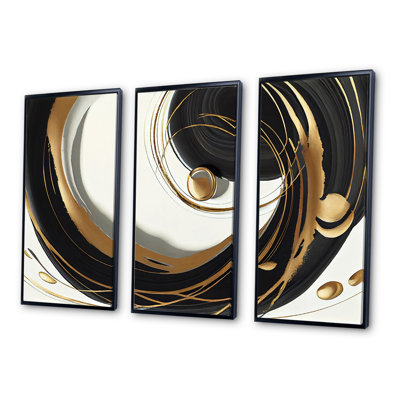 Gold Glamour Circle II - 3 pièces sur toile