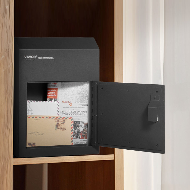Heavy Duty Black Steel Lockable Wall Mounted Mailbox