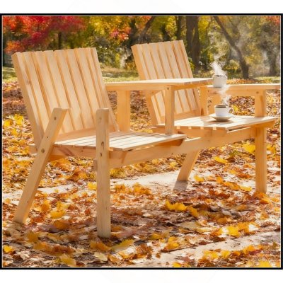 Banc avec ensemble de table Banc de patio, banc de jardin avec table centrale et trou pour parasol