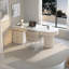 Bureau blanc en demi-cercle fritté en pierre, 5 tiroirs-108258918