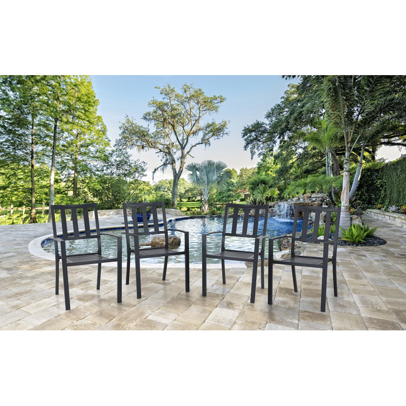 Stacking Patio Dining Armchair, 4