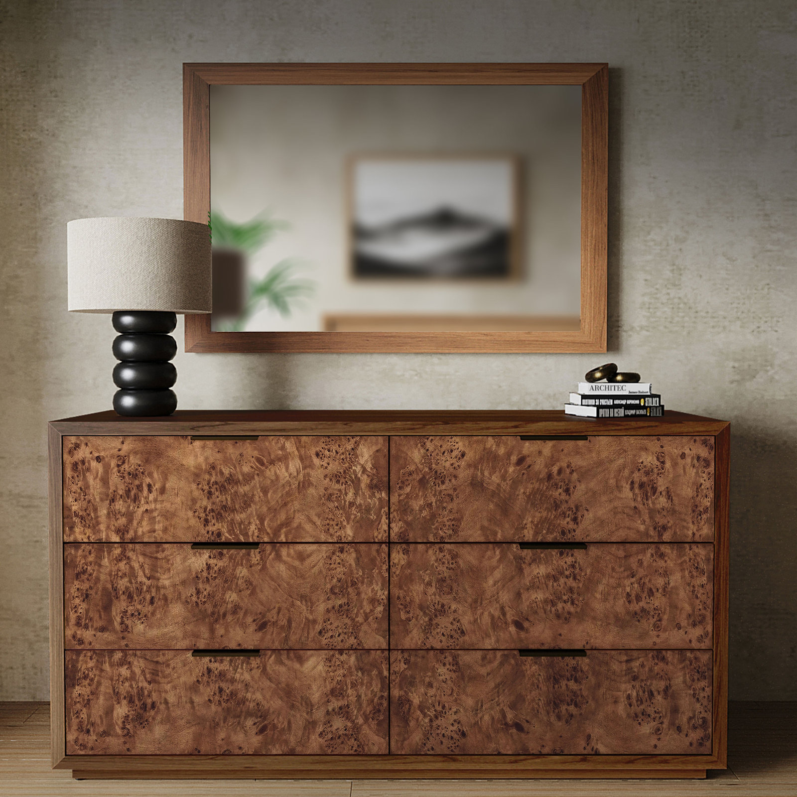 Rosen 60" Mahogany Double Dresser, Walnut