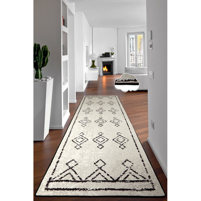 Premium Hall Carpet, 3.3 x 6.6 ft, 100% Polyester, 0.2 in Pile Height | Antibacterial, Non-Slip Underside, Machine Washable | Elegant White Color, Durable Felt Dot Base | Perfect for Home Décor & Comfort
