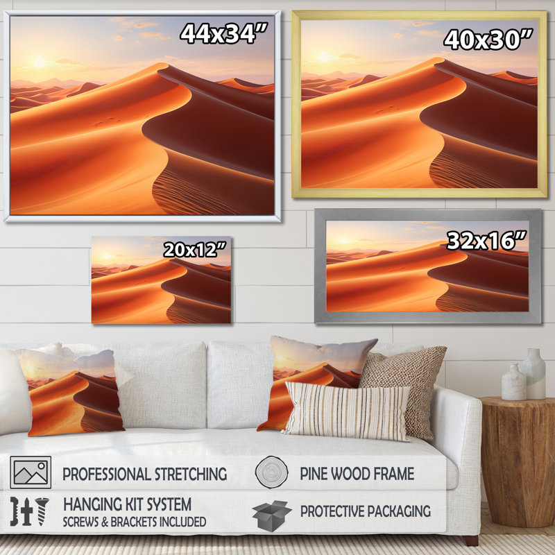 " Desert White Dunes Majesty VII ", White Single Picture Framed, 12" H x 20" W x 1" D
