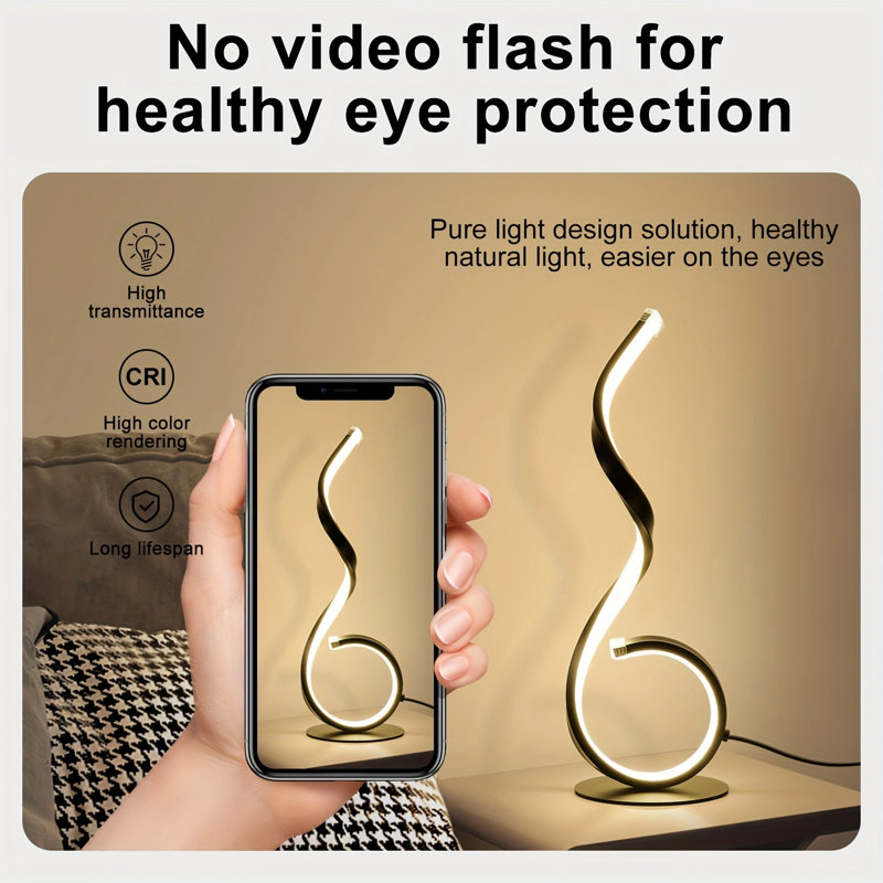 2Pcs Modern Spiral Table Lamps, 3 Color Temperature Led Table Lamps, Usb Charging Bedside Table Lamp, Stepless Dimmable Reading Light, End Table Lamps For Living Room, Bedroom, Office Desk