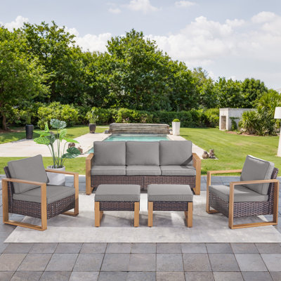 Kelyse 5 Piece Sofa Seating Group with Cushions by Wrought Studio