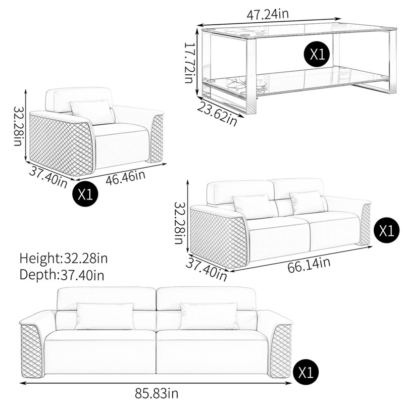 Combinaison de table basse de style européen