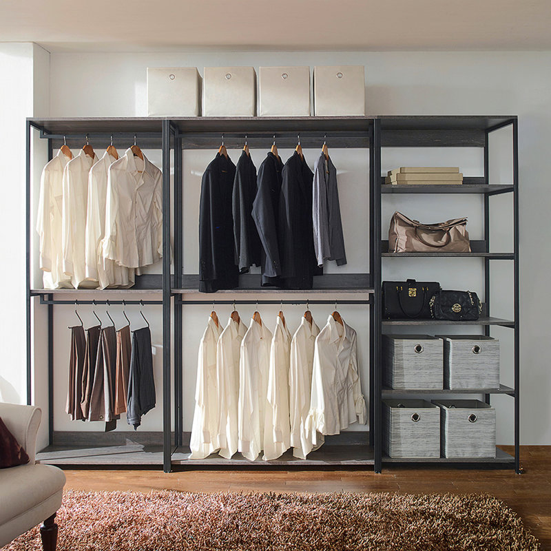 Système d'organisation en bois Monica, Gris
