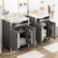 Meuble-lavabo moderne de 48 po comprenant un lavabo en céramique, un cadre en bois massif et une tablette réglable en forme de U pour un lit double Essentials avec lavabo double, fonction de fermeture en douceur silencieuse, articles de toilette à tiroir rabattable