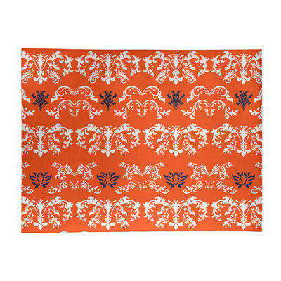 Tapis orange / blanc Damask