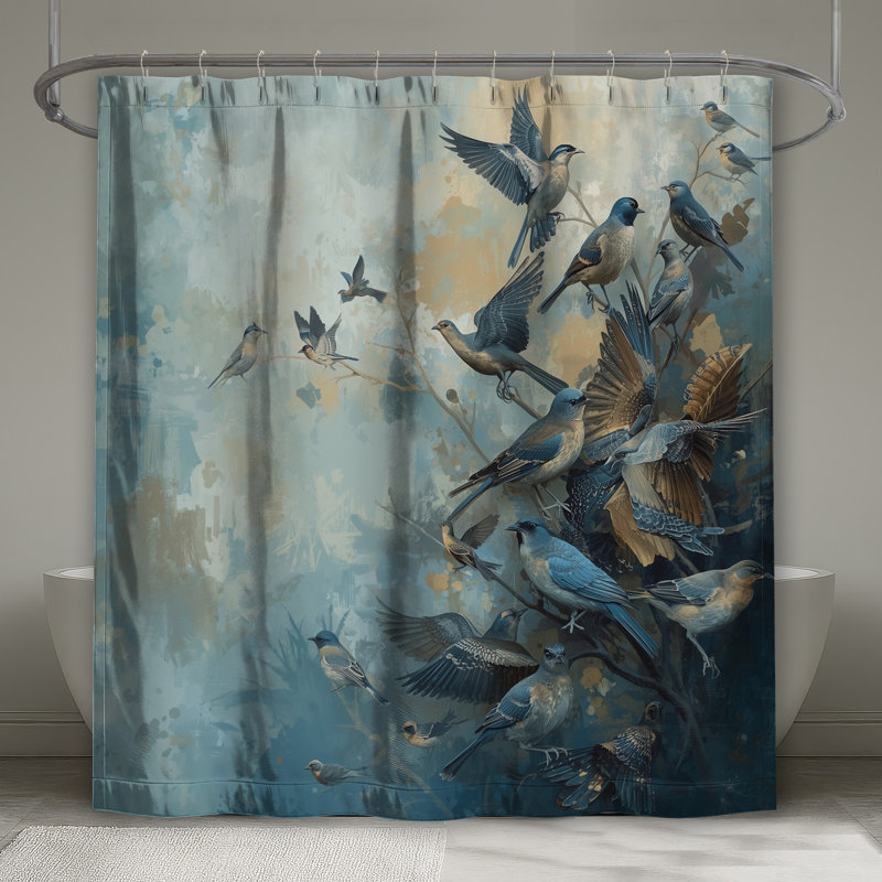 Rideaux de douche Blue Birds In Flight, 70in W x 72in H