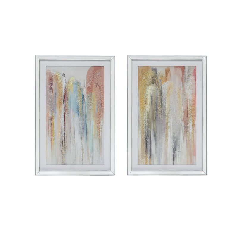 23.5"x35.5" Jennings Watercolor Cascade Crystal Mirror Framed Art Set