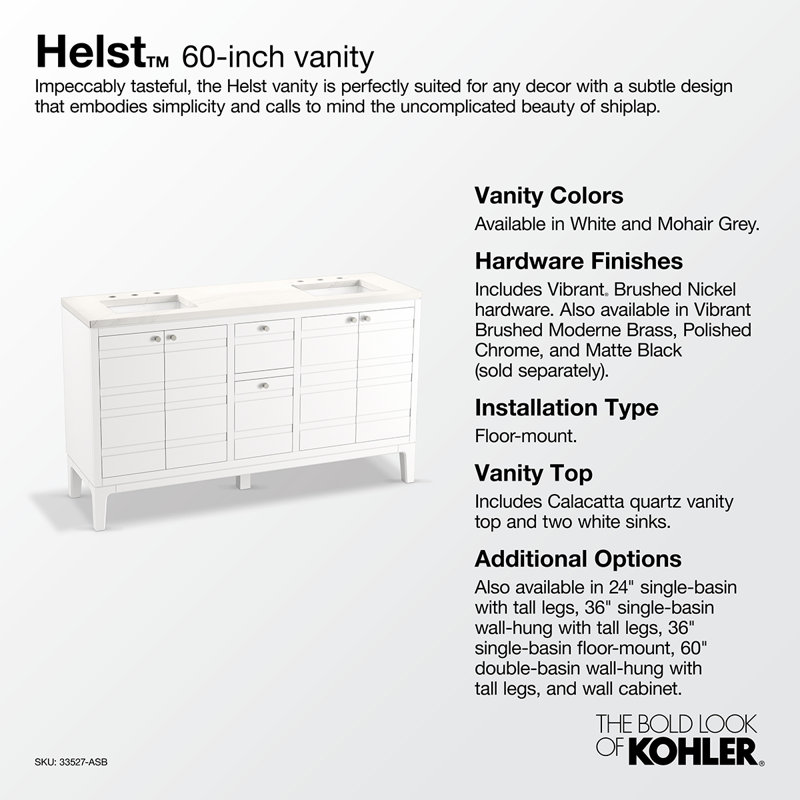 Helst 60-In Bathroom Vanity Set, White