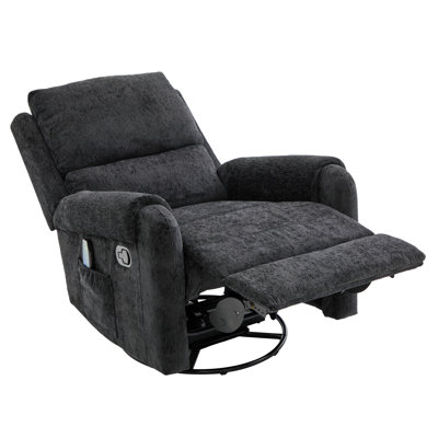 Manual Recliner Massage Recliner Chair Nursery Recliner Chair Swivel Rocker Recliner Sofa with a Side Storage Pocket for Living Room, Bedroom and Nursery, Black