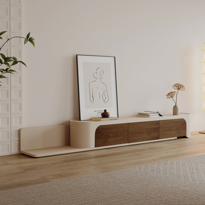 Modern Extendable TV Stand With Spacious Storage – Adjustable Length Media Console For Living Room