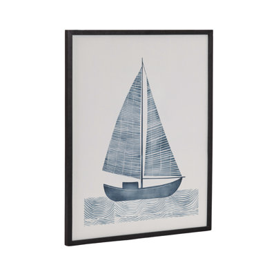 «Nautical Blue Sailboat» par The Creative Bunch Studio, reproduction d'art encadrée