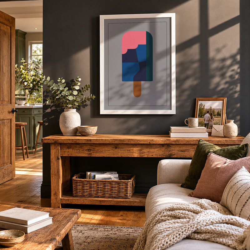 Popsicle Geometric - Framed Print, A4 - 29.7 x 21.0 cm, White