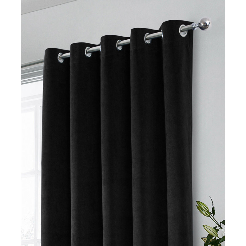 Ahnylah Blackout Curtain Pair, 117cm Width x 137cm Drop, Black