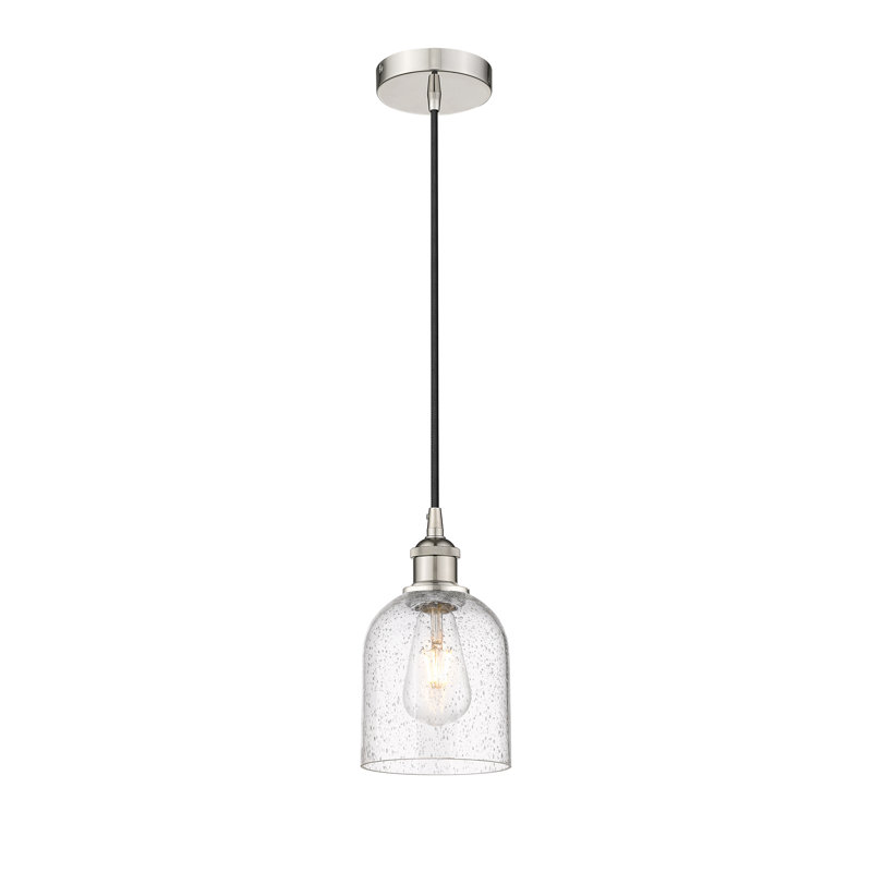 Luminaire suspendu à cordon 1 lumière Edison Anacaren - 616-G558, Grainé, Nickel poli