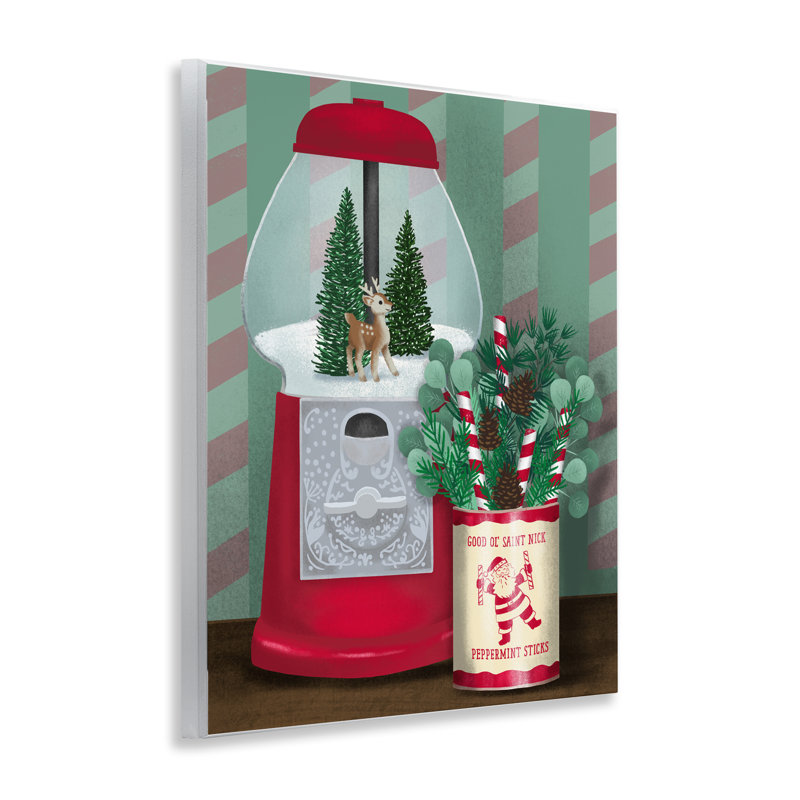 Plaque murale rétro Vintage Christmas Gumball Machine, design par Jilly Jack Designs