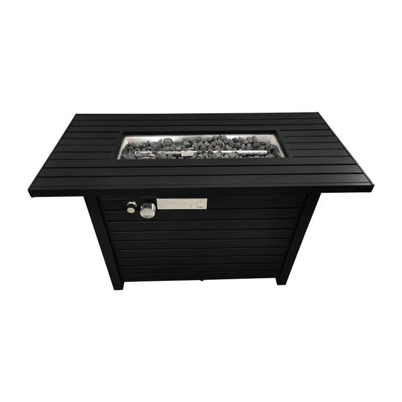 Table de foyer d'extérieur en acier avec couvercle H 25 po x l 42 po (noir)