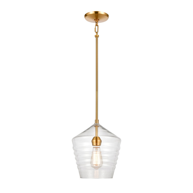 Mini-luminaire suspendu 1 lumière de 10 po Konis - Laiton satiné, Laiton