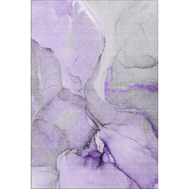 Premium Machine Washable Cerrito AMF506 Purple Rug, Rectangle 2'6" x 3'10"