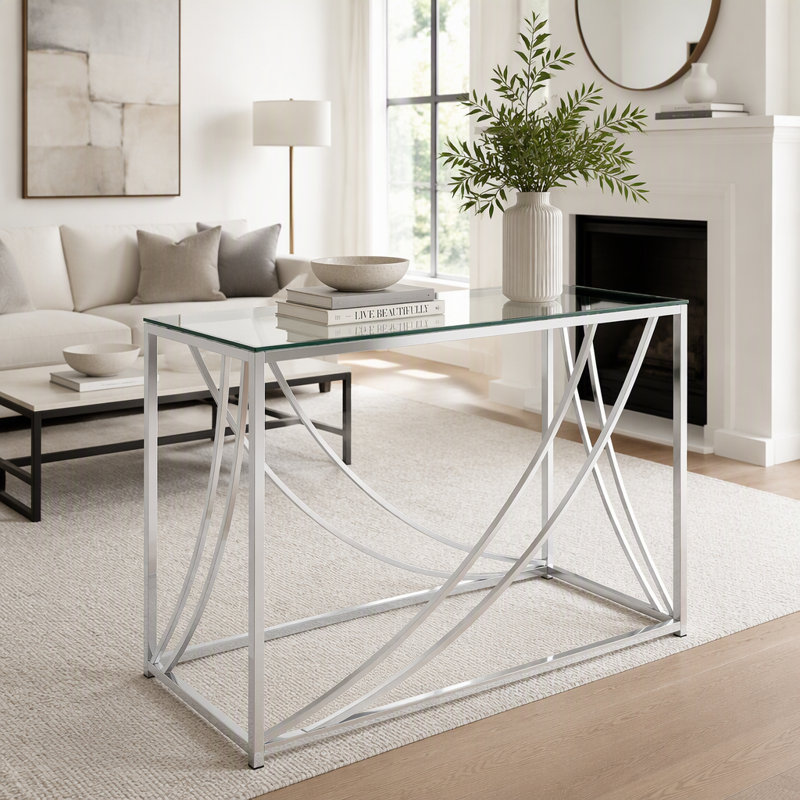 Glass Top Entryway Console Table
