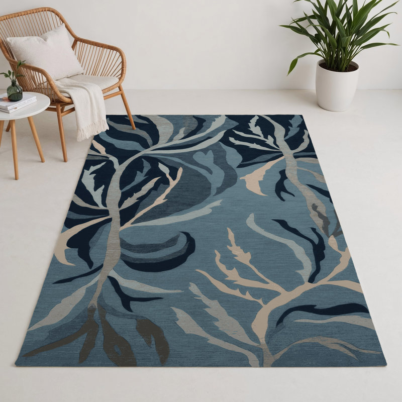 Nature Blue Indoor and Outdoor Area Rug, Rectangle 5' x 7'