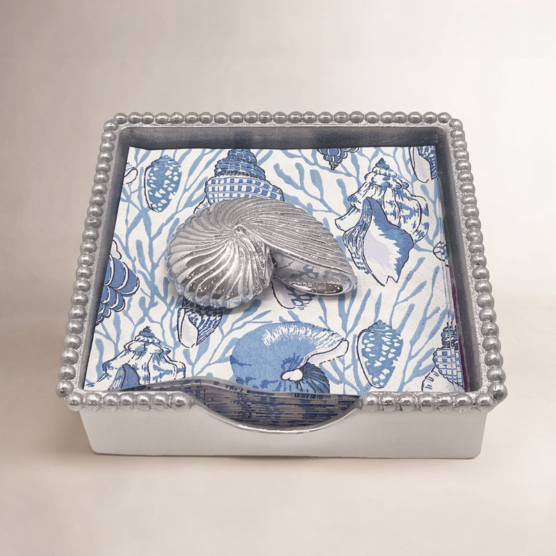 Nautilus Shell Beaded Napkin Box Set