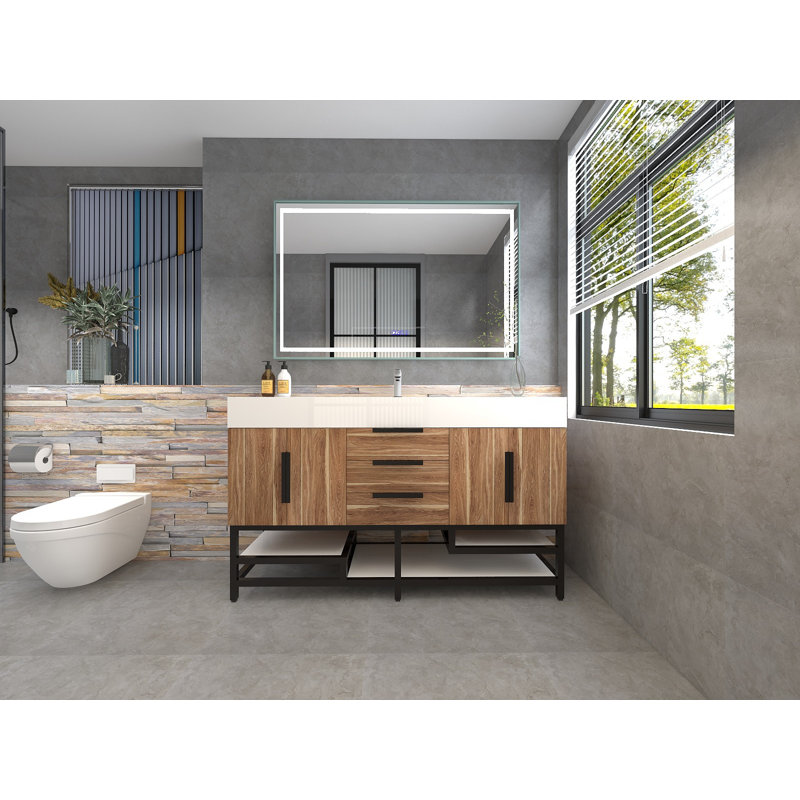 Jessica 60'' Free Standing Single Bathroom Vanity, Natural Oak