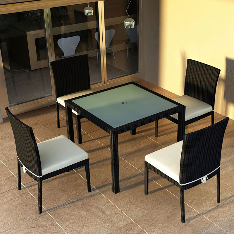 Ensemble repas Kaneb, Toile Sunbrella® naturel, Toile Sunbrella® naturel, H 29,5 po x l 39,25 po x L 39,25 po