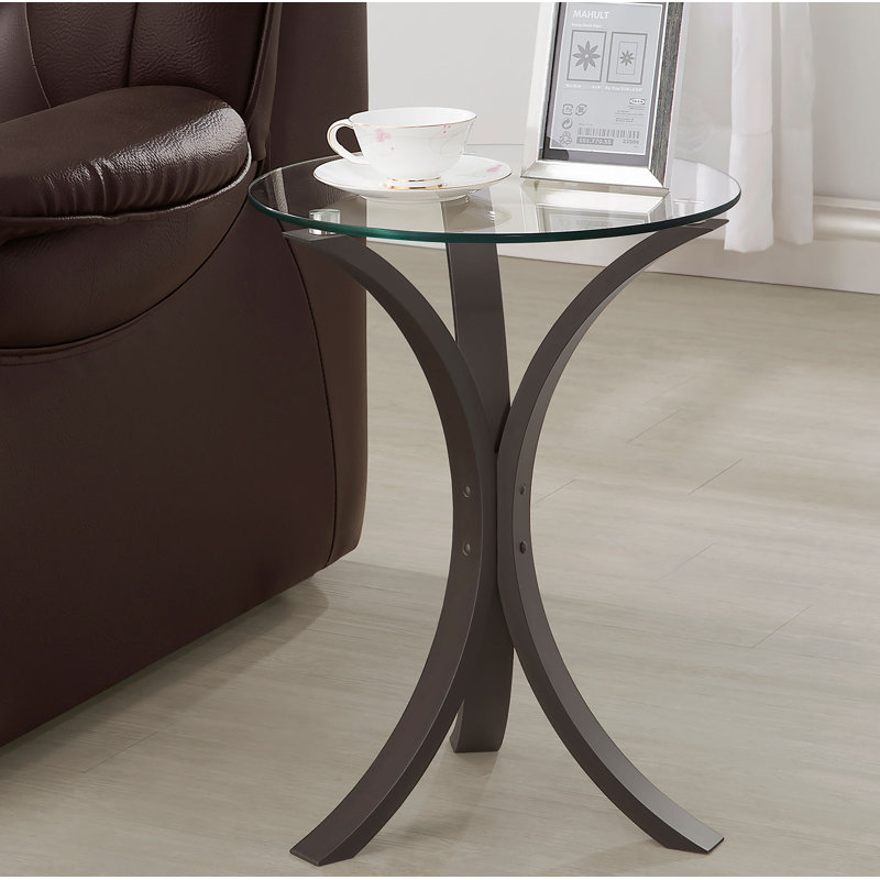 Table de bout à piédestal en verre Kull, Expresso, H 21,25 po x l 18 po x P 18 po