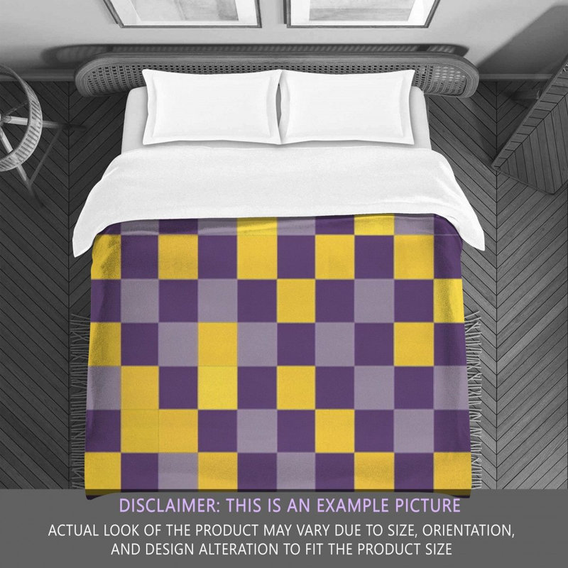 Machine Printed Comforter, Twin Comforter, Purple/Yellow Checkered