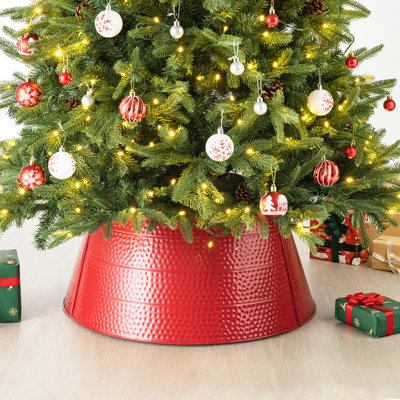 40.5"D Christmas Red Hammer-harden Metal Tree Collar(KD)