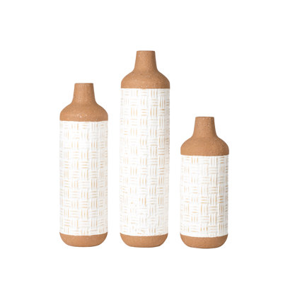 Ensemble de 3 vases de plancher en acier inoxydable blanc Laboy