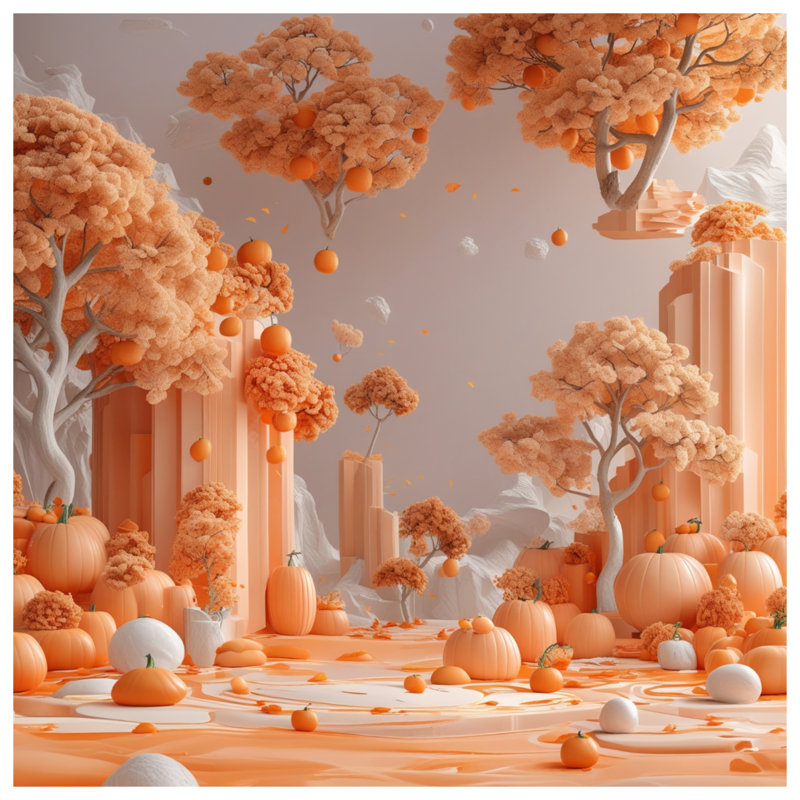 Rideaux de douche Pumpkin Floating Trees, L 70 po x H 72 po