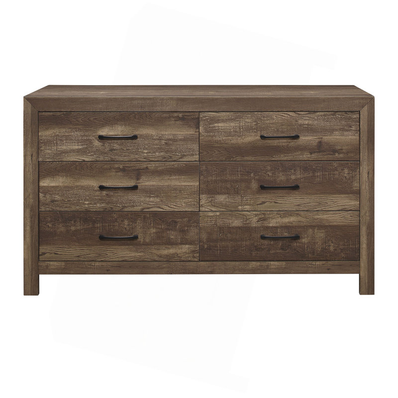 Commode 1 pièce à poignées noires style rustique en bois