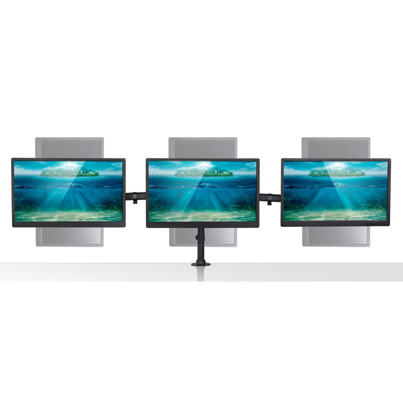 Mount-It Full Motion Triple Monitor Mount 3 Screen Desk Stand Fits 13 - 27 in. Computer Monitors