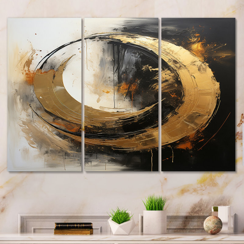 Art mural abstrait sur toile, décor de Yin Yang noir doré - Yin Yang au-delà de la dualité abstrait doré et noir