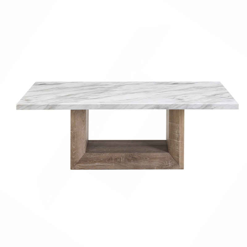 Contemporary Style Coffee Table With Pedestal Base, Living Room Table