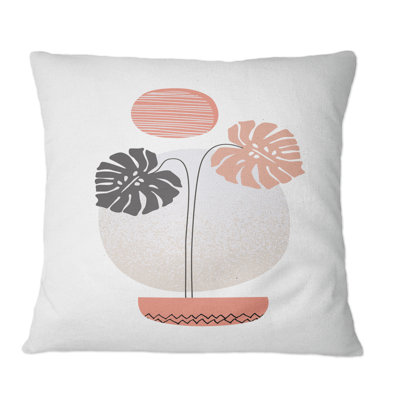 «Tropical Monstera Leaf One Line Art», coussin décoratif imprimé moderne
