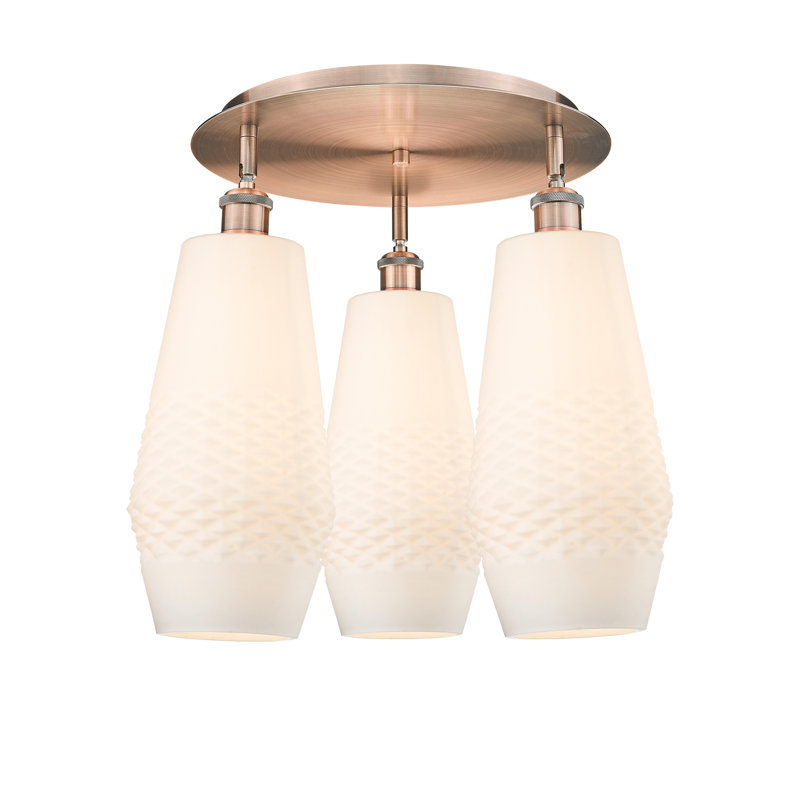 Plafonnier encastré en verre Betsie, Cuivre antique, Fumée
